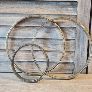 VINTAGE Metal Embroidery HOOP SPRING TENSION CORKLINED NEEDLEPOINT Set Of 3